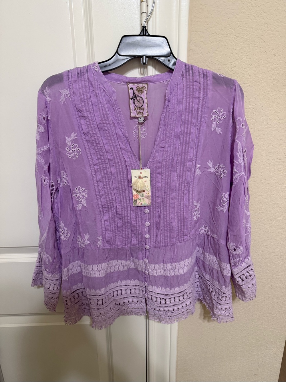 JOHNNY WAS NWT molly isabel blouse in viola embroidered eyelet